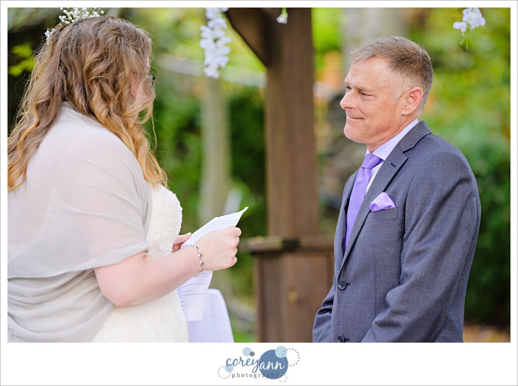 Outdoor wedding ceremony at Landoll's Mohican Castle