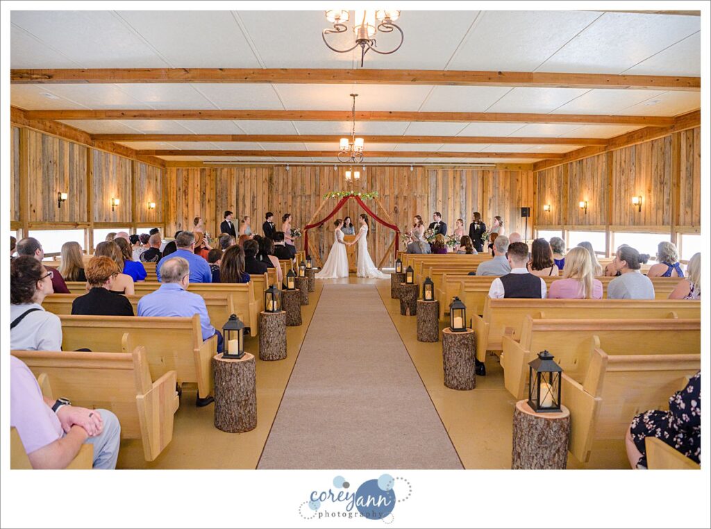 Wedding ceremony with two brides at Brookside Farm 