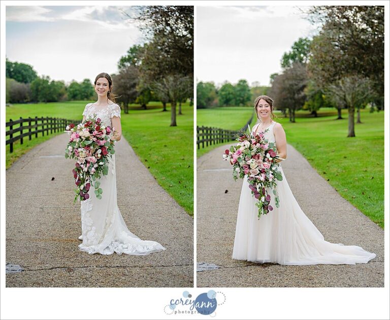 Brides after wedding at Brookside Farm in Ohio