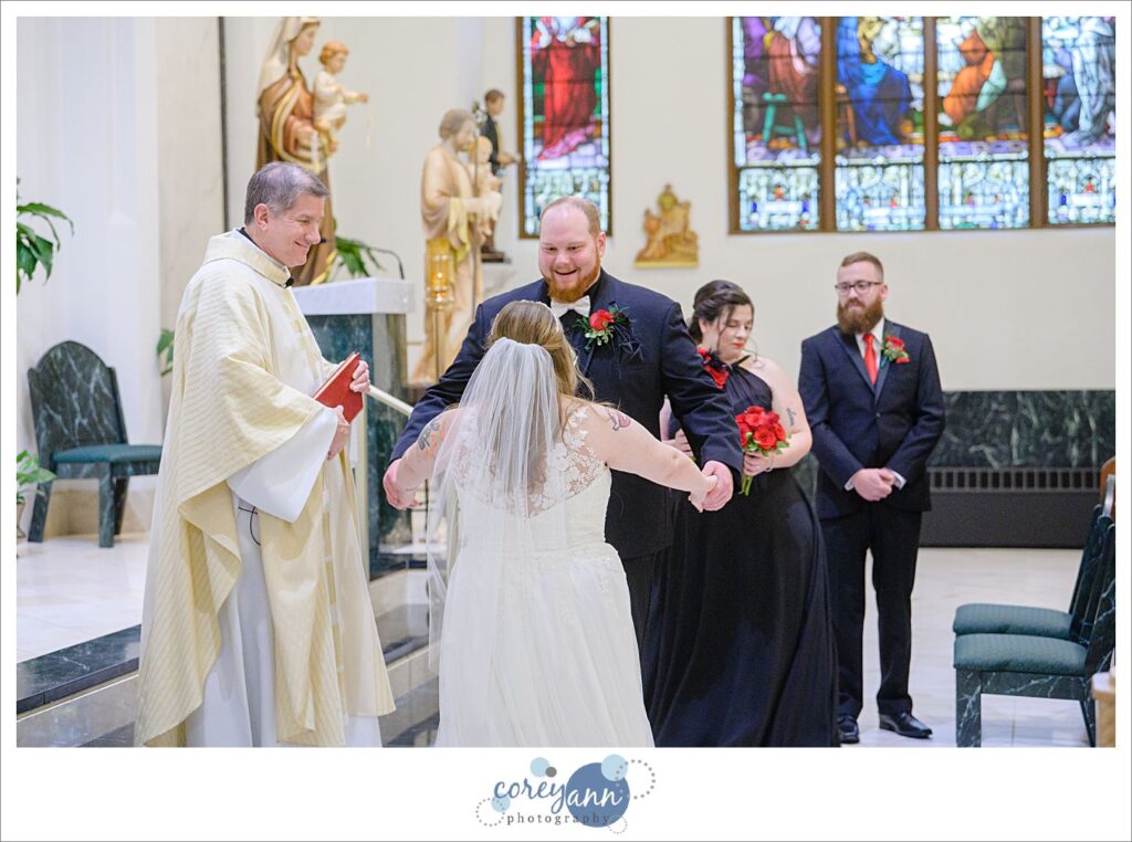 Wedding ceremony at Mount Carmel Church in Niles Ohio