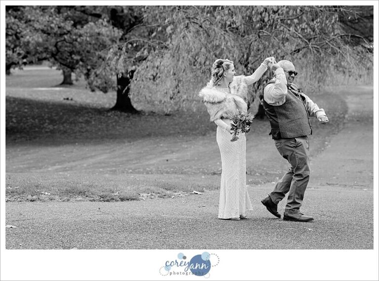 Bride twirling her Groom at Prestwick Country Club in Ohio