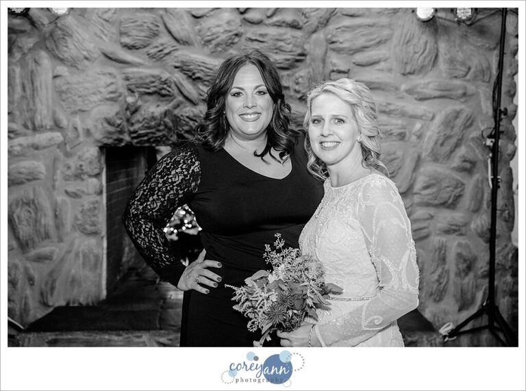 Bride and her best friend at wedding reception in Green Ohio