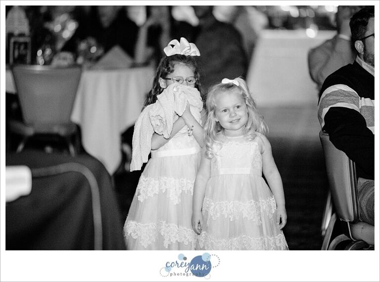Flower girls at wedding reception in Green Ohio