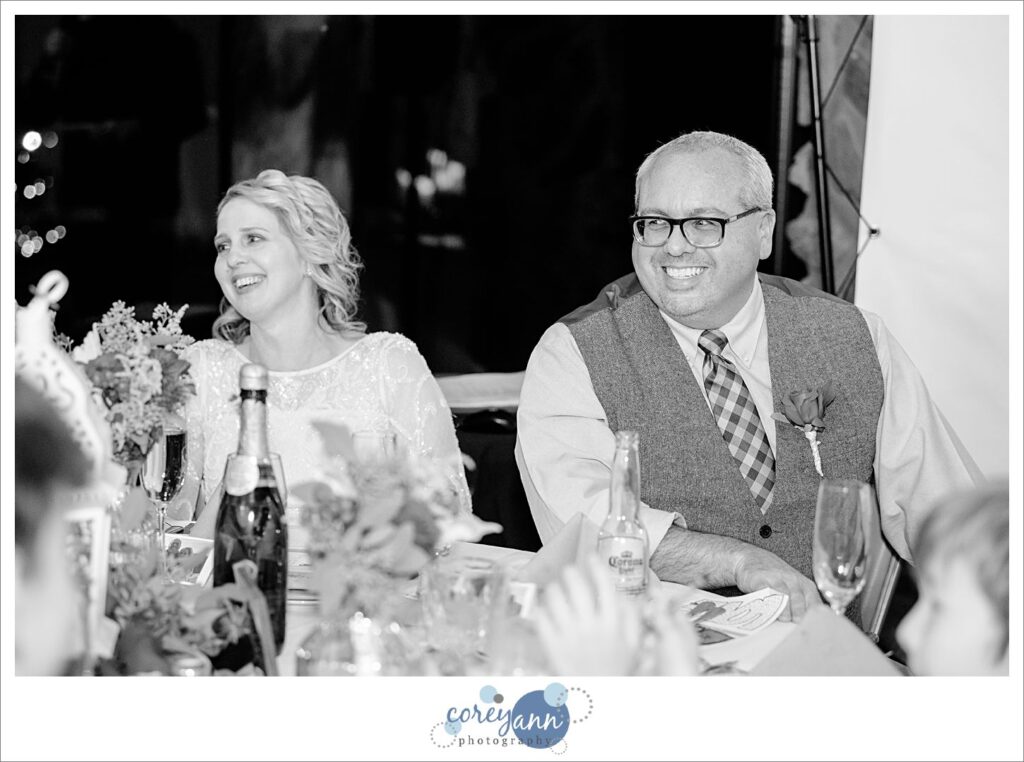 Bride and groom during their wedding reception at Prestwick Country Club in Ohio