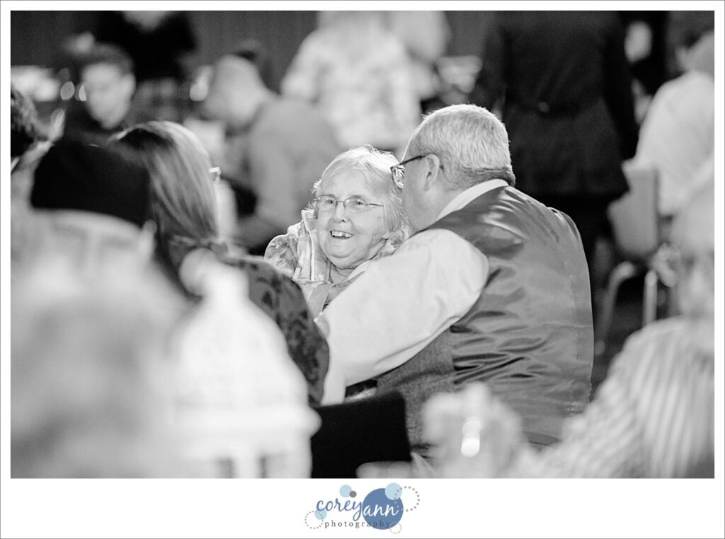 Wedding guests at wedding reception at Prestwick Country Club