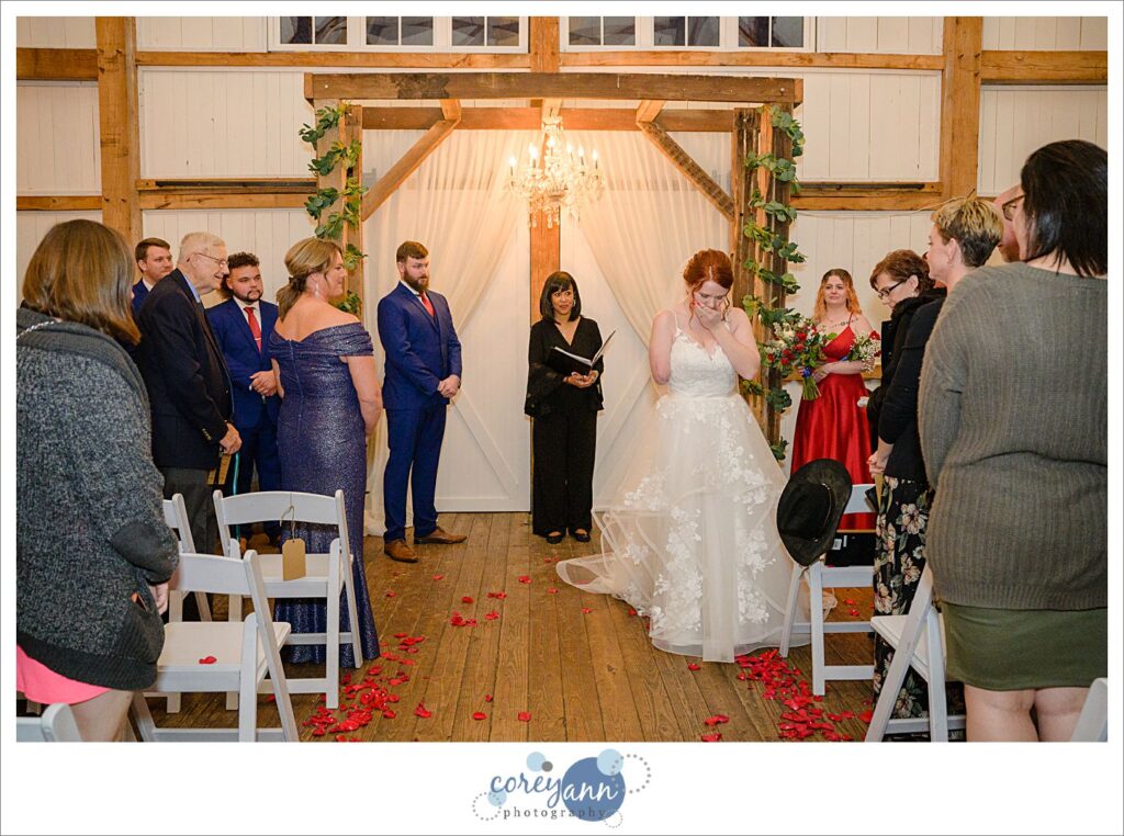 Wedding ceremony at Rivercrest Farm in Dover Ohio
