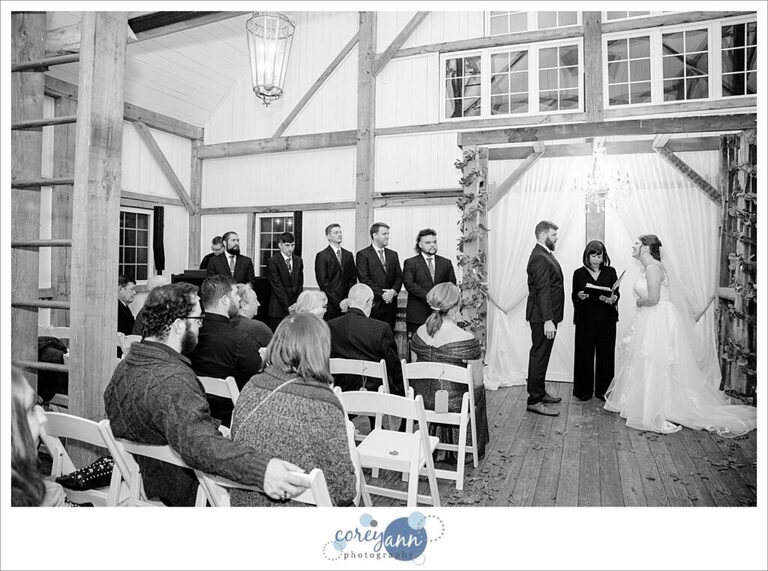 Wedding ceremony at Rivercrest Farm in Dover Ohio