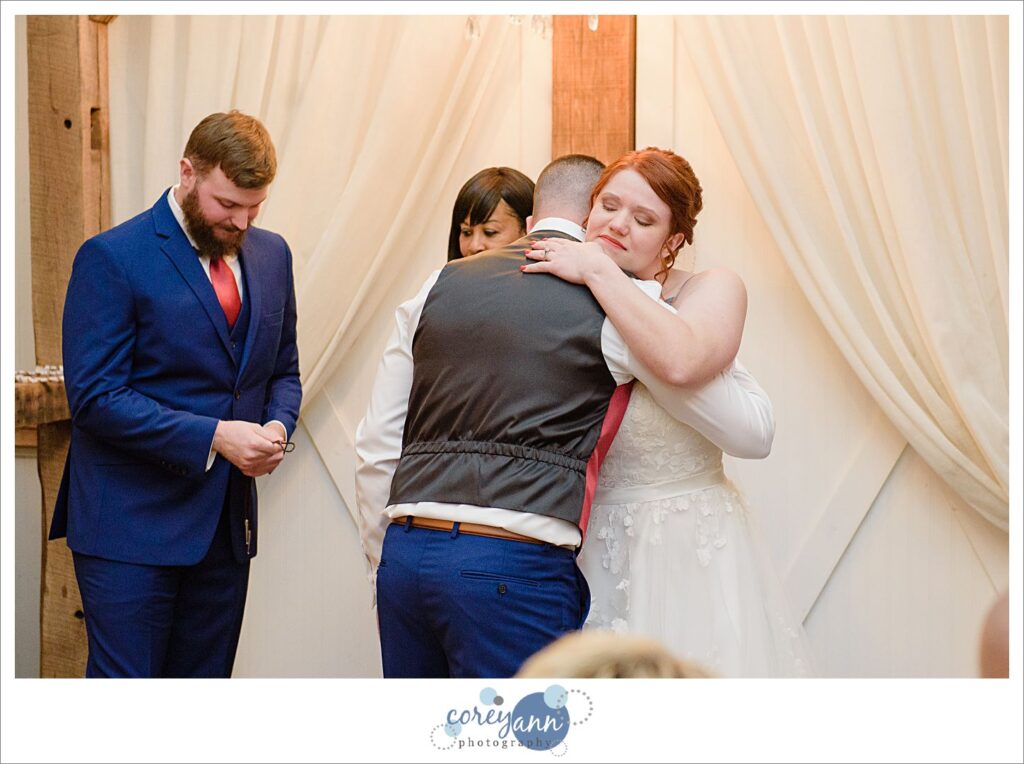 Wedding ceremony at Rivercrest Farm in Dover Ohio