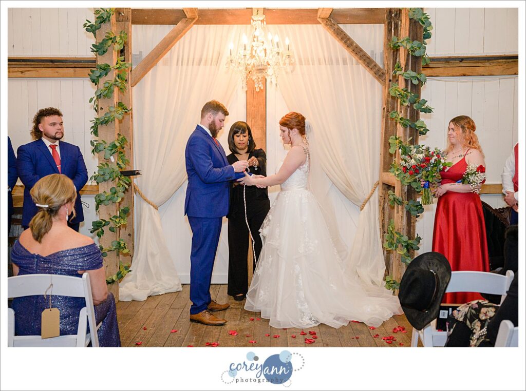 Wedding ceremony at Rivercrest Farm in Dover Ohio