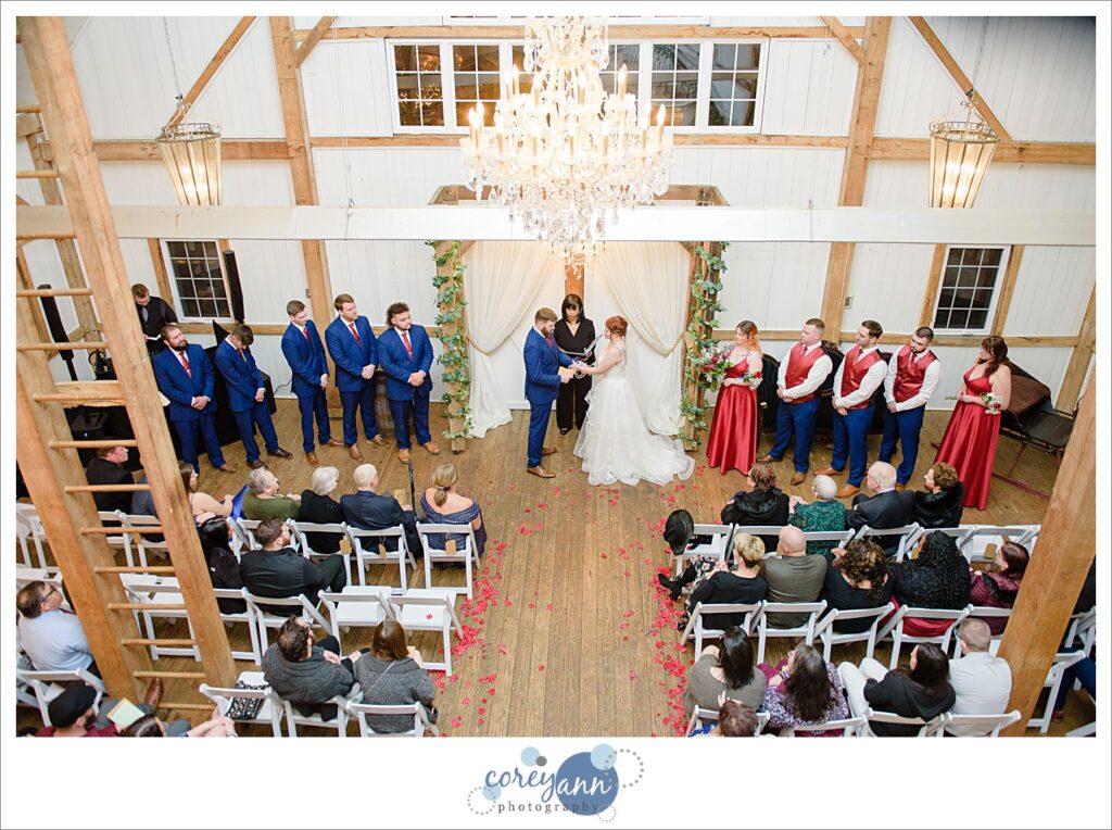 Wedding ceremony at Rivercrest Farm in Dover Ohio