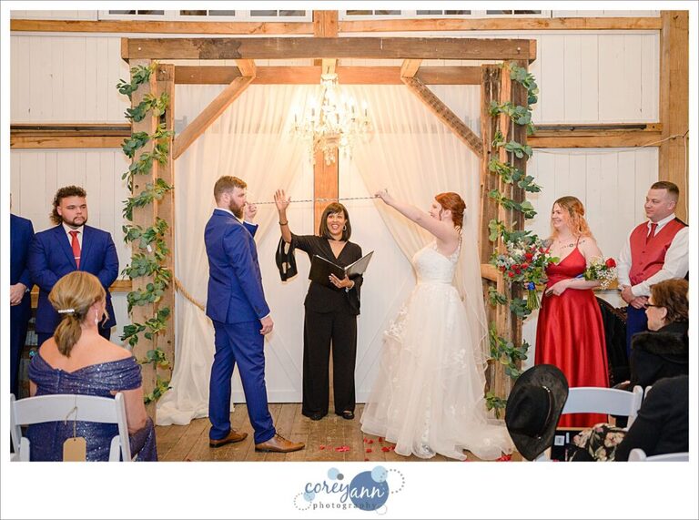 Wedding ceremony at Rivercrest Farm in Dover Ohio