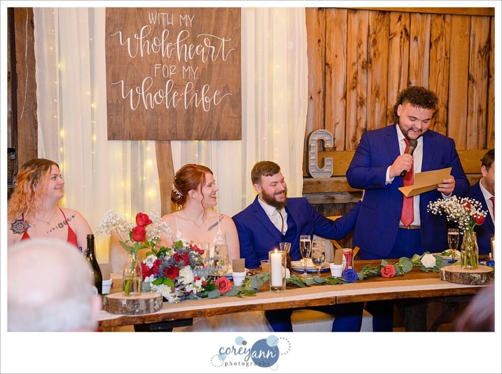 Wedding reception at Rivercrest Farm in Dover Ohio