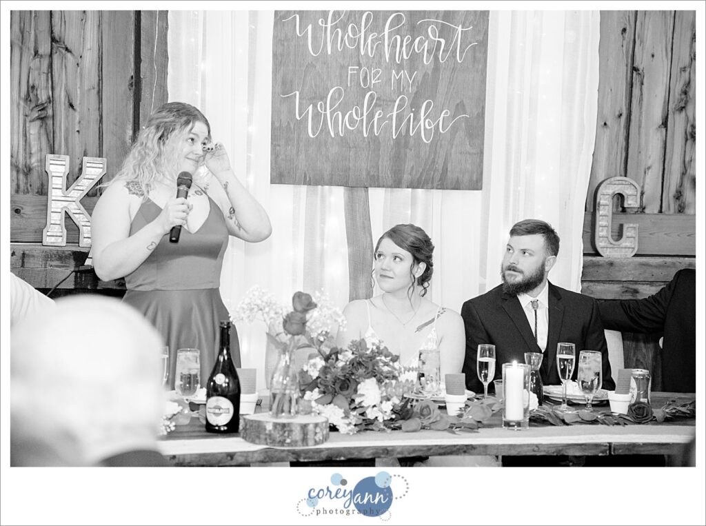 Wedding reception at Rivercrest Farm in Dover Ohio