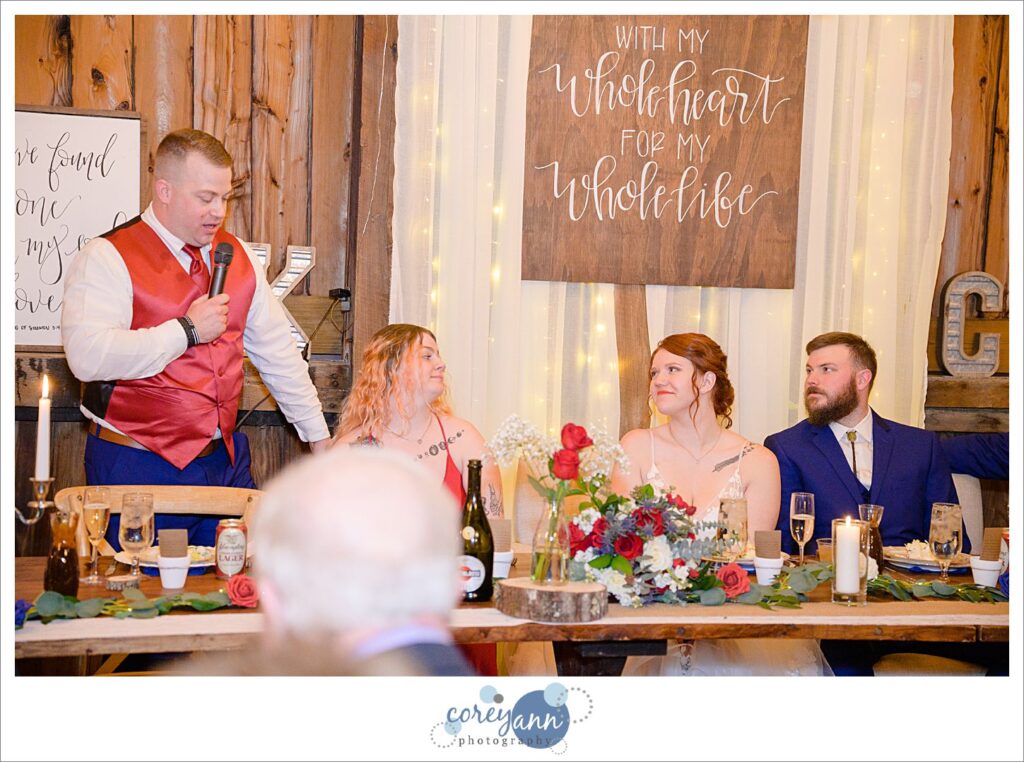 Wedding reception at Rivercrest Farm in Dover Ohio