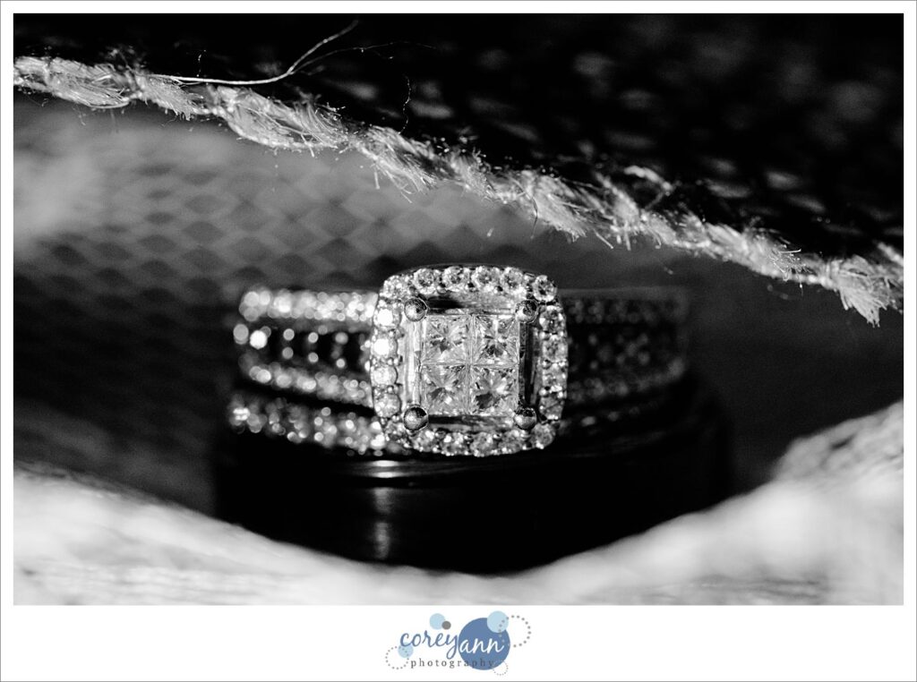 Wedding rings on burlap