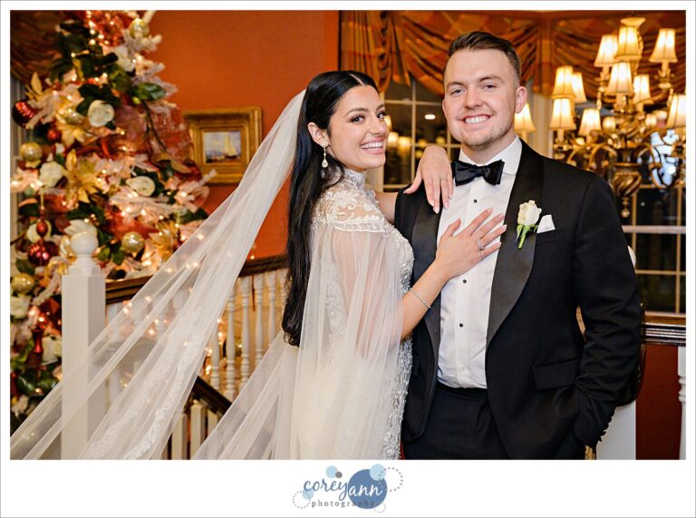 Bride and Groom at Brookside Country Club in Canton Ohio on their wedding day