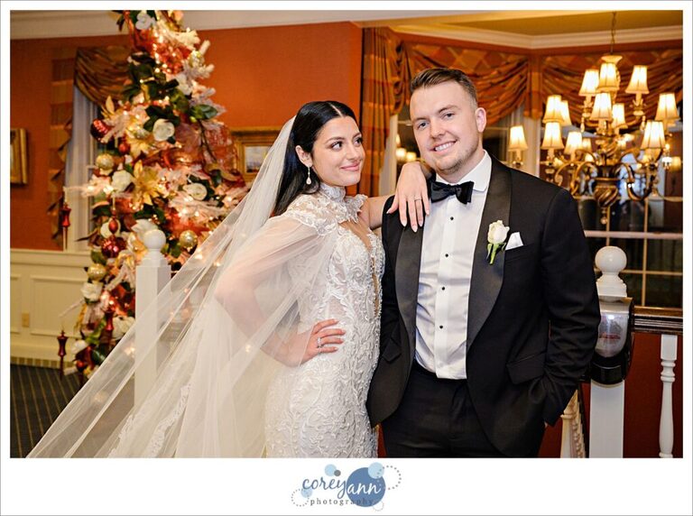 bride and groom at Brookside Country Club in Canton Ohio on their wedding day