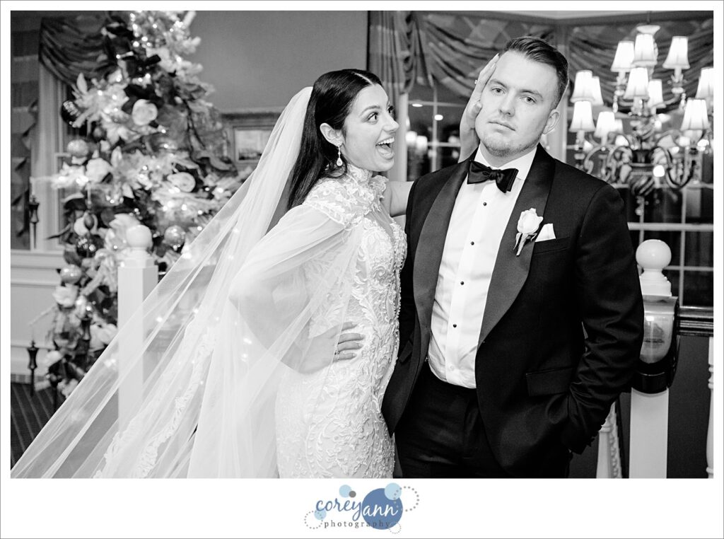 bride and groom at Brookside Country Club in Canton Ohio on their wedding day