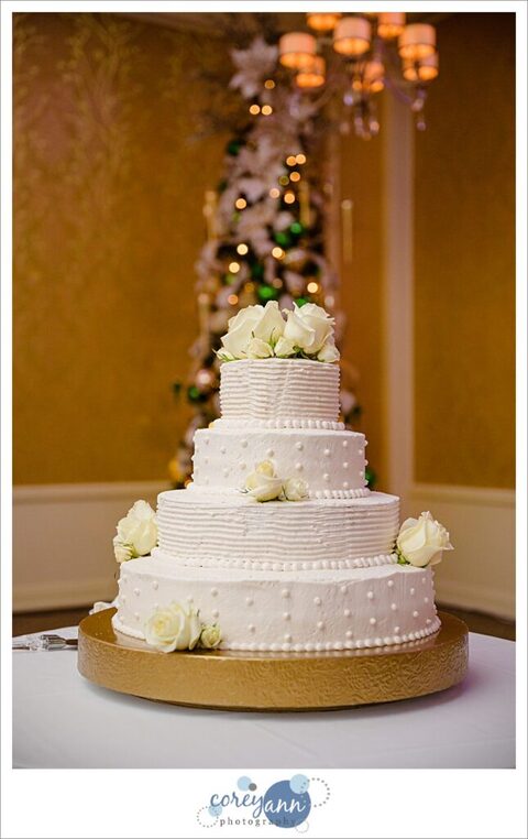 Simple elegant white wedding cake in Canton Ohio