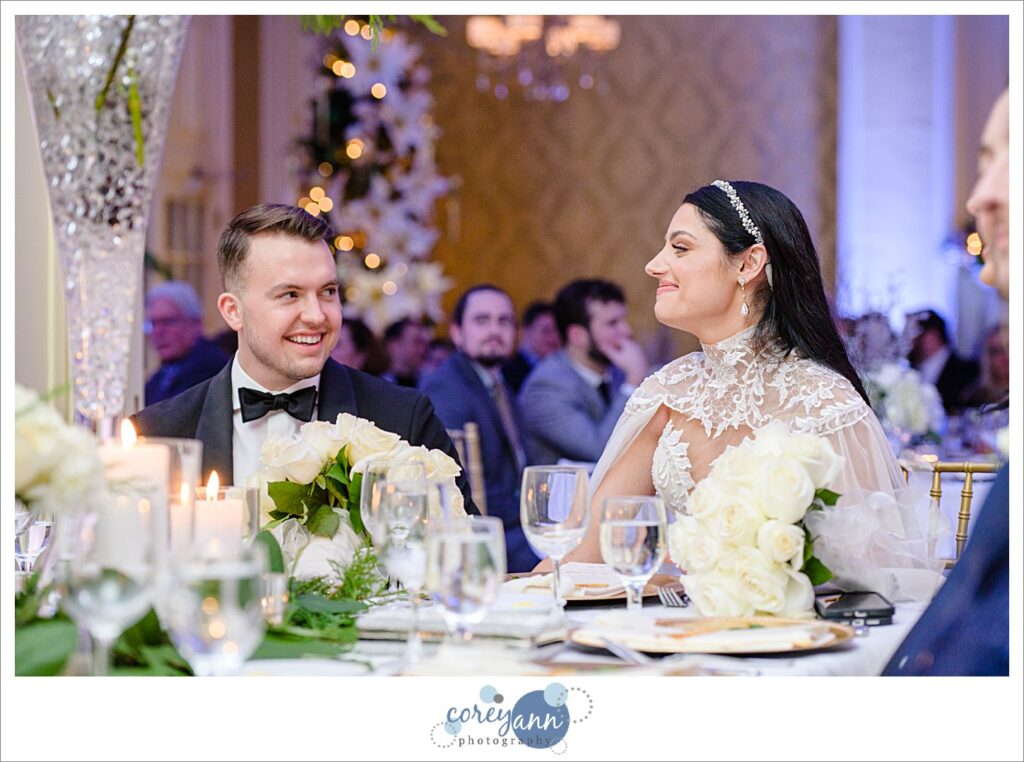 Winter wedding reception at Brookside Country Club in Canton Ohio