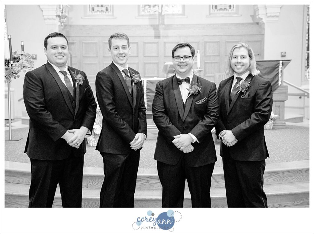 Groom and groomsman at St. Paul in North Canton Ohio