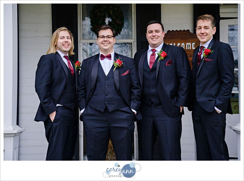 Groom and groomsman on a wedding day in North Canton Ohio