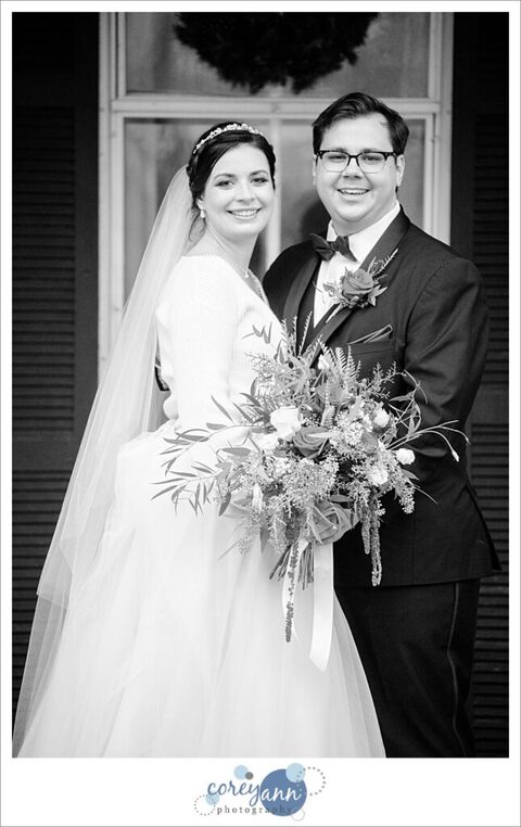 Bride and groom black and white portrait from their wedding day