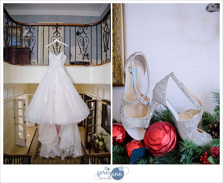 Wedding dress and sparkly heels 