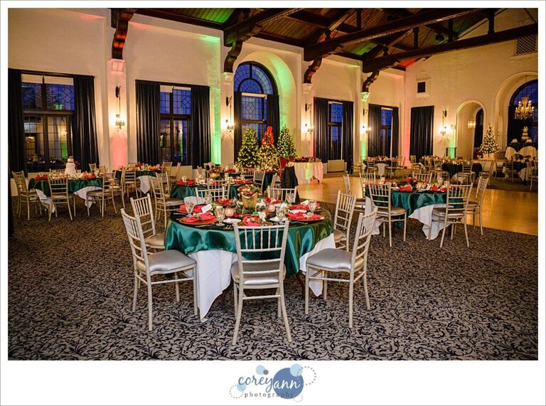 Christmas themed wedding reception at Pine Ridge Country Club in Ohio