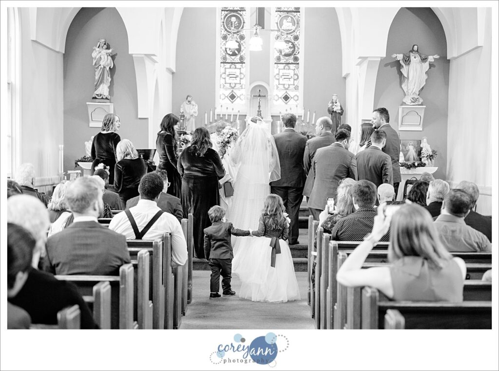 Catholic wedding ceremony at Mother of Sorrows in Peninsula Ohio