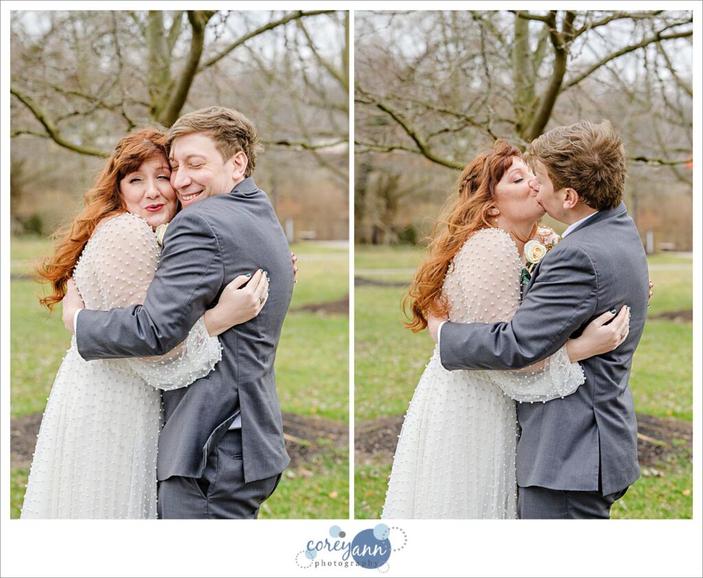 Bride and Groom wedding photos in March in Cuyahoga Falls Ohio
