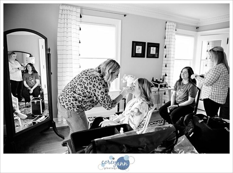 Bride getting ready for wedding at The Christy House in Fremont