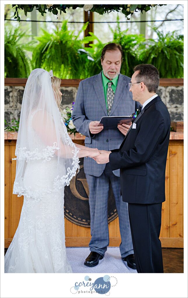 Wedding ceremony at the conservatory at Gervasi Vineyard in Canton Ohio