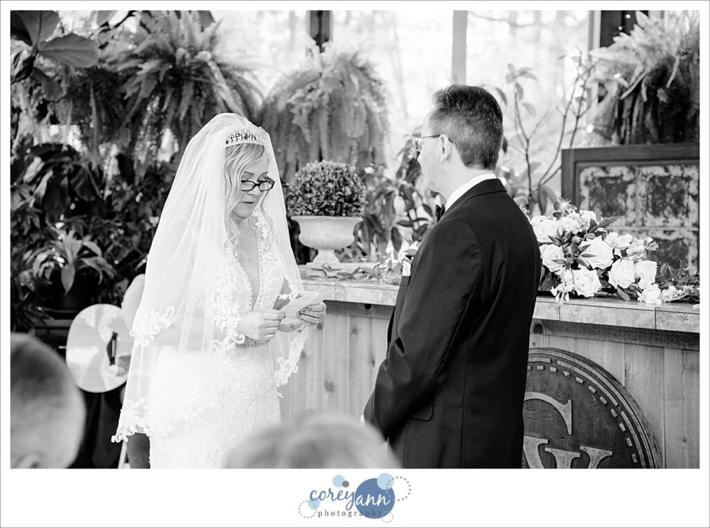 Wedding vows during ceremony at Gervasi Vineyard in Canton
