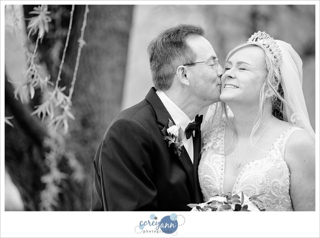 Bride and Groom posing after wedding ceremony at Gervasi Vineyard