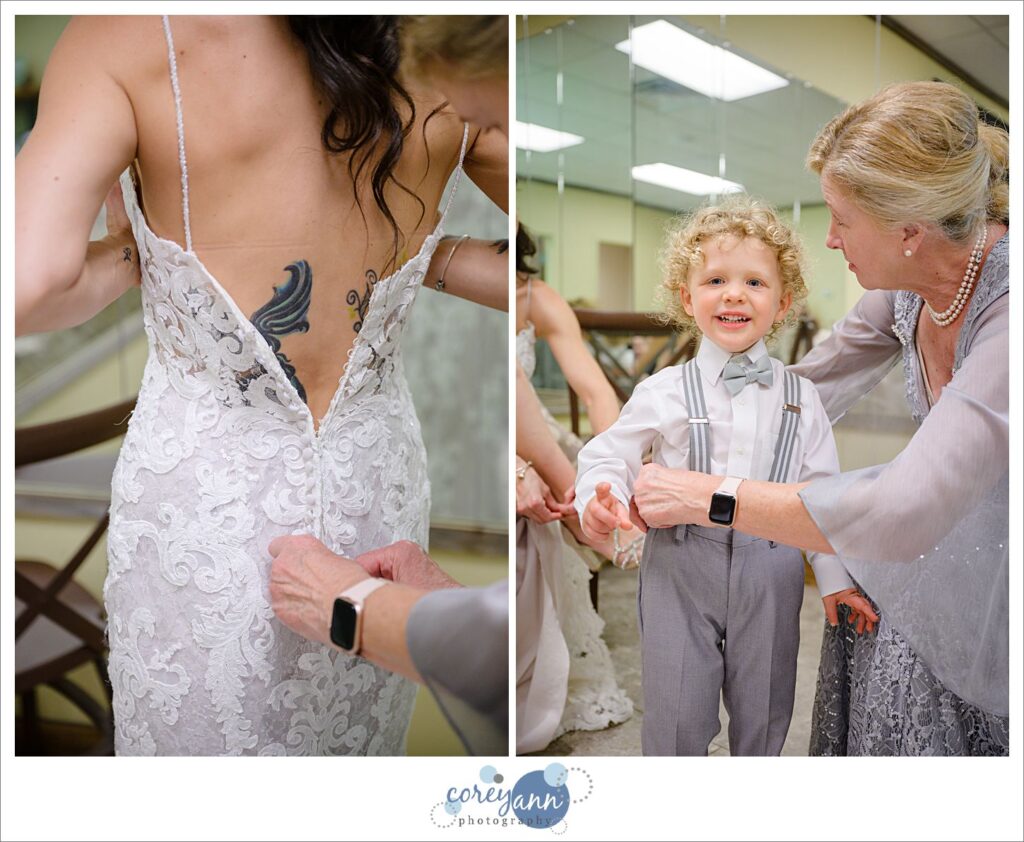 bride getting ready before wedding at pine view acres in massillon ohio