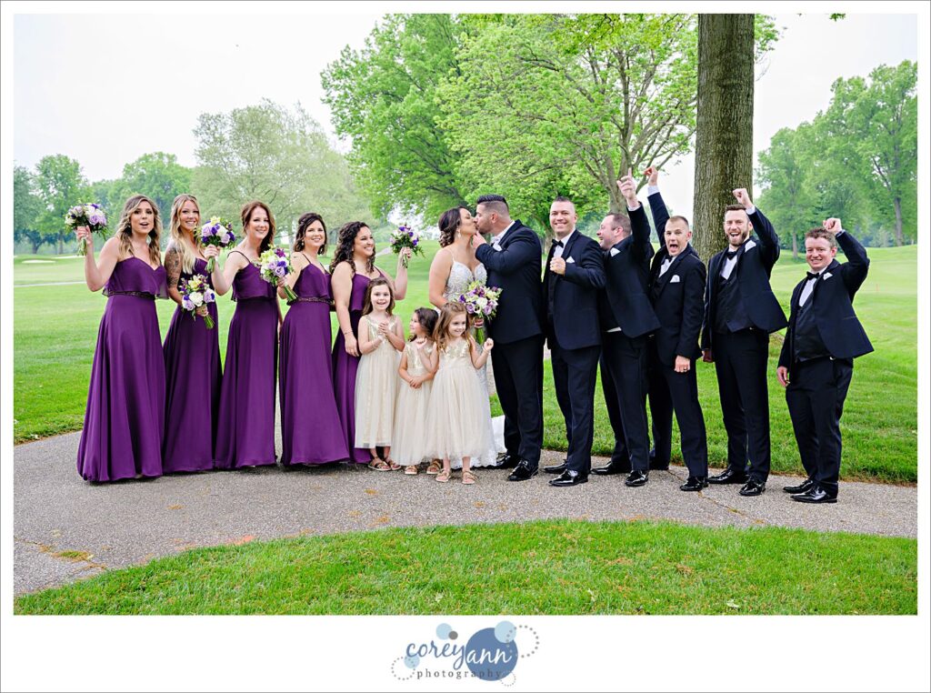 Bridal party after wedding at Firestone Country Club in Akron Ohio