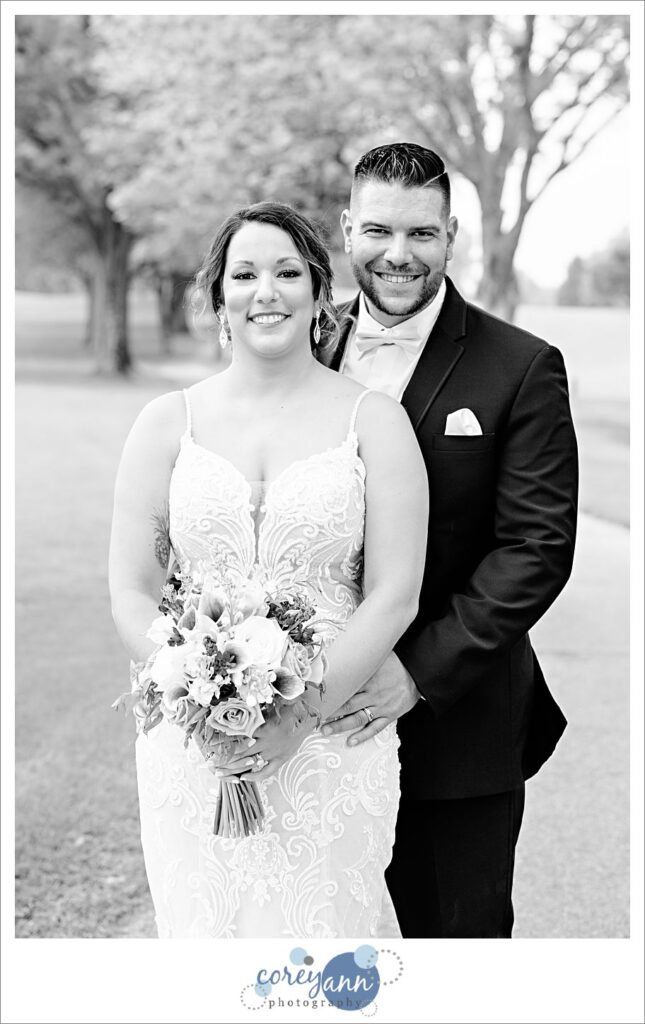Bride and groom wedding portrait at Firestone Country Club in Akron Ohio