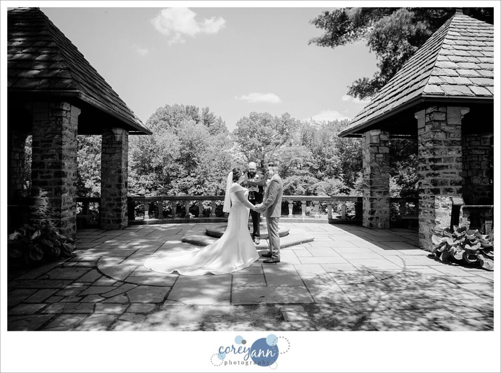 Tea Houses wedding ceremony in the spring at Stan Hywet in Akron Ohio