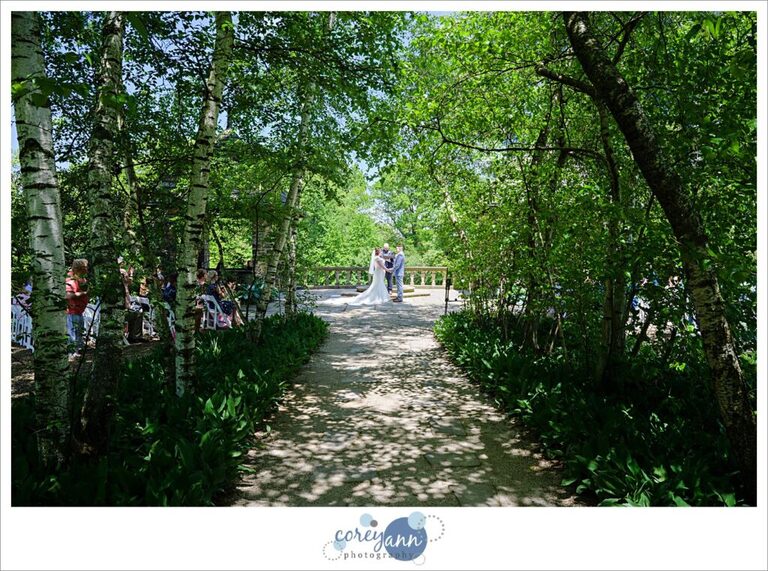 Tea Houses wedding ceremony in the spring at Stan Hywet in Akron Ohio