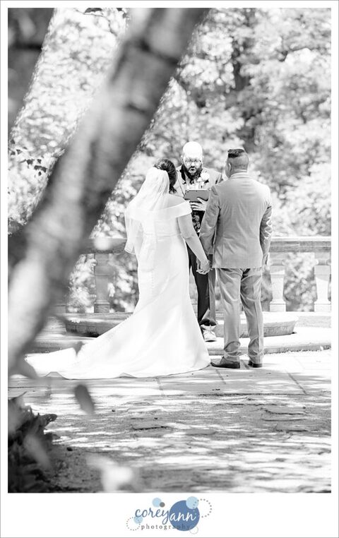 Tea Houses wedding ceremony in the spring at Stan Hywet in Akron Ohio