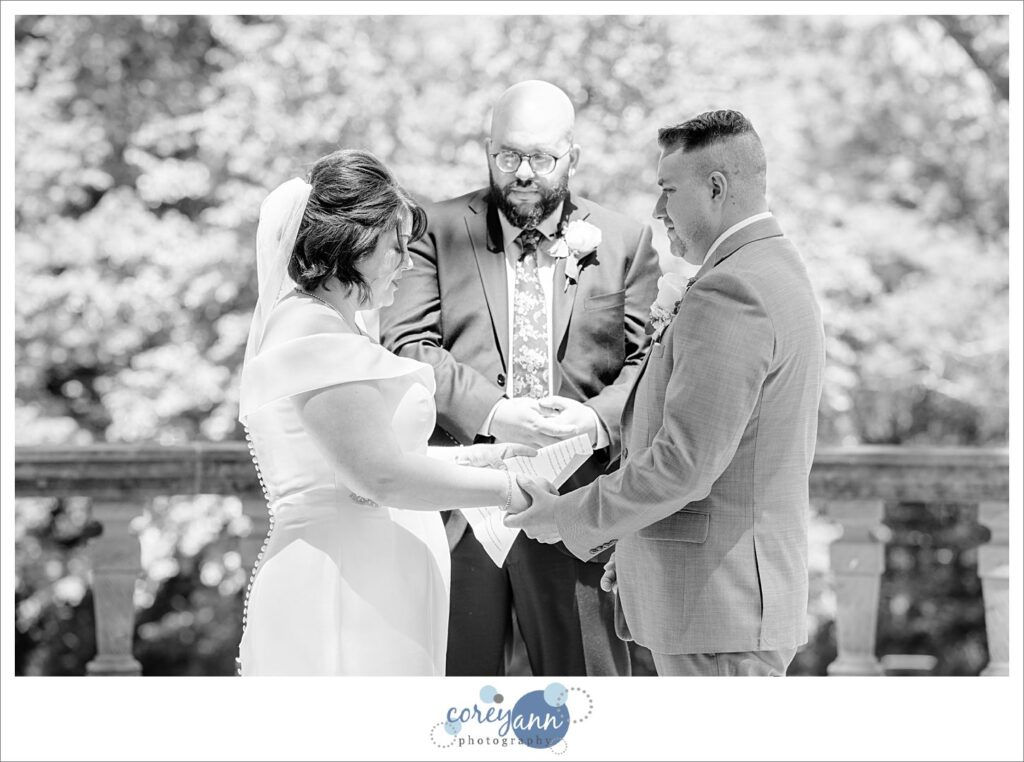 Tea Houses wedding ceremony in the spring at Stan Hywet in Akron Ohio