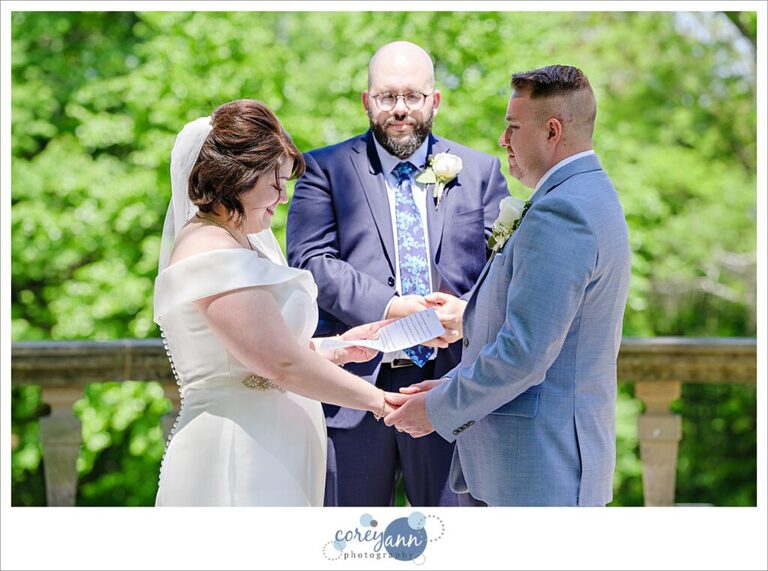 Tea Houses wedding ceremony in the spring at Stan Hywet in Akron Ohio