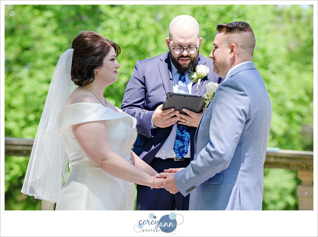 Tea Houses wedding ceremony in the spring at Stan Hywet in Akron Ohio