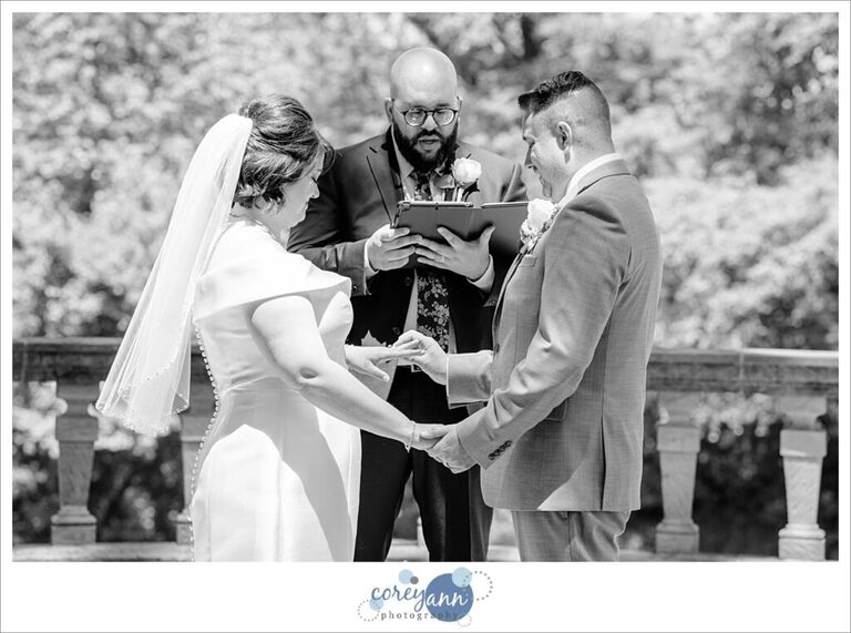 Tea Houses wedding ceremony in the spring at Stan Hywet in Akron Ohio