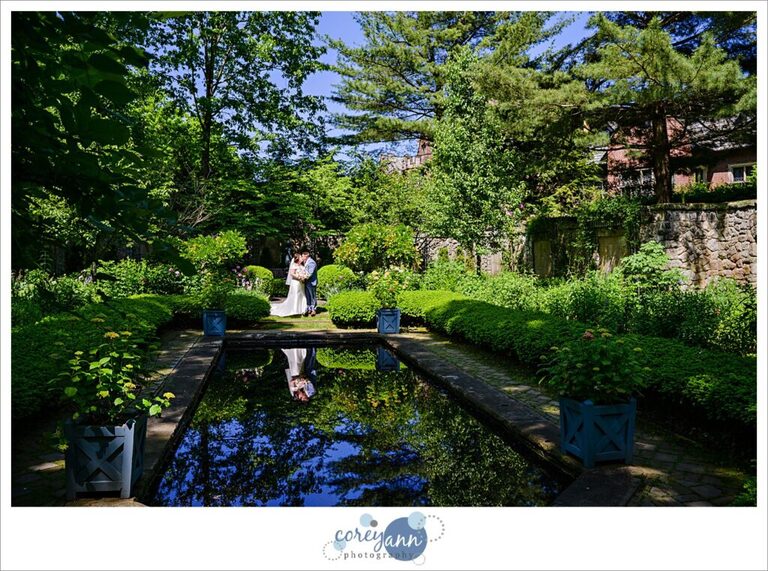 wedding portraits inside the english garden at stan hywet hall in May