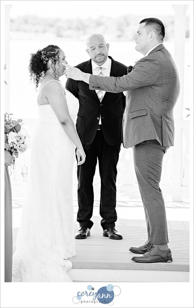 June wedding ceremony on the lake in Akron Ohio
