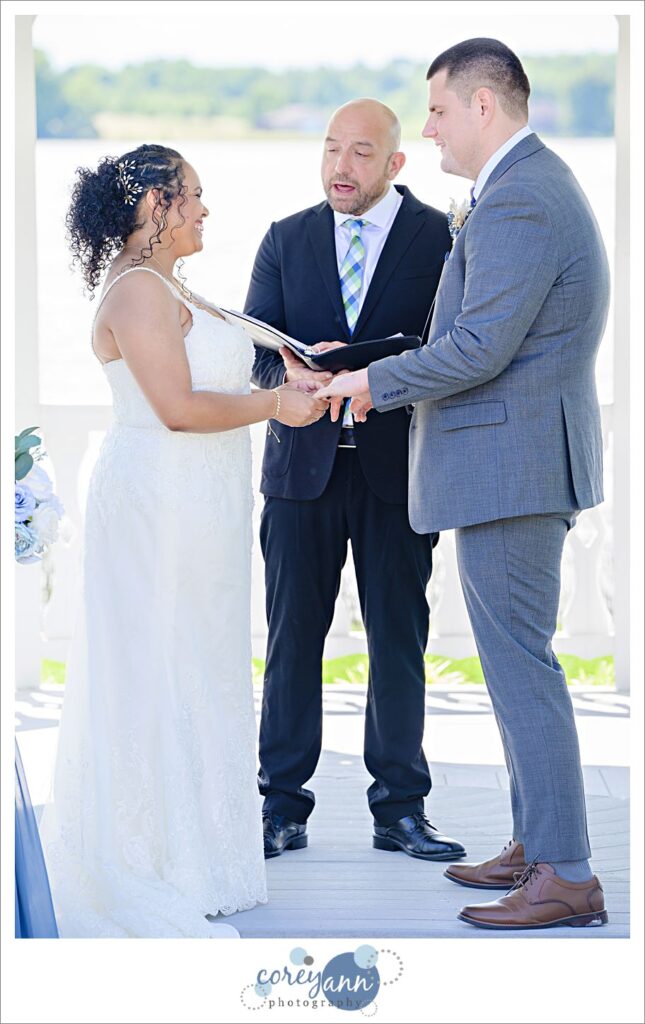 June wedding ceremony on the lake in Akron Ohio