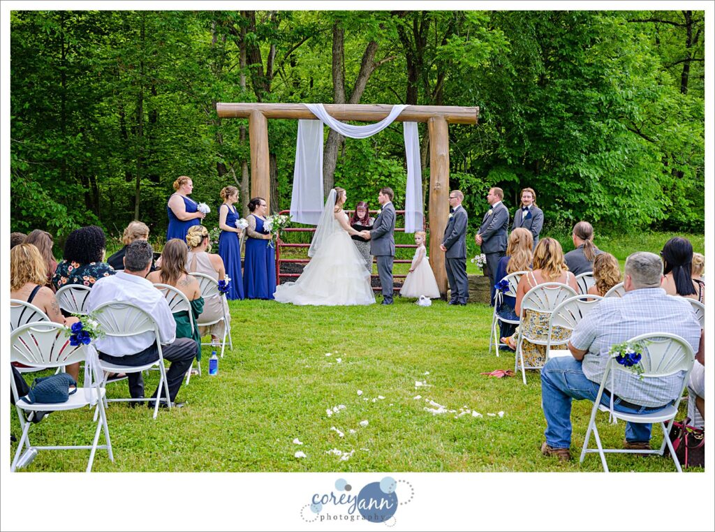 June outdoor wedding ceremony at Amy's Rustic Event Center in Valley City, Ohio