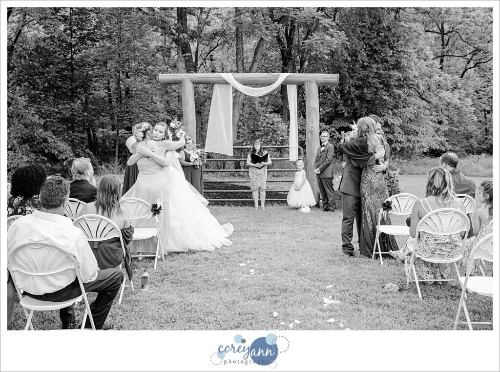 June outdoor wedding ceremony at Amy's Rustic Event Center in Valley City, Ohio